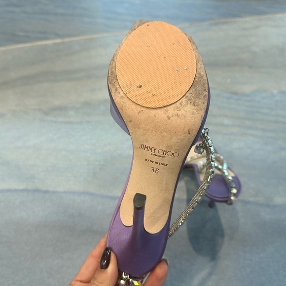 JIMMY CHOO
ELEGANT SANDAL IN PVC AND SATIN purple sz 36 $895 - Picture 7 of 7